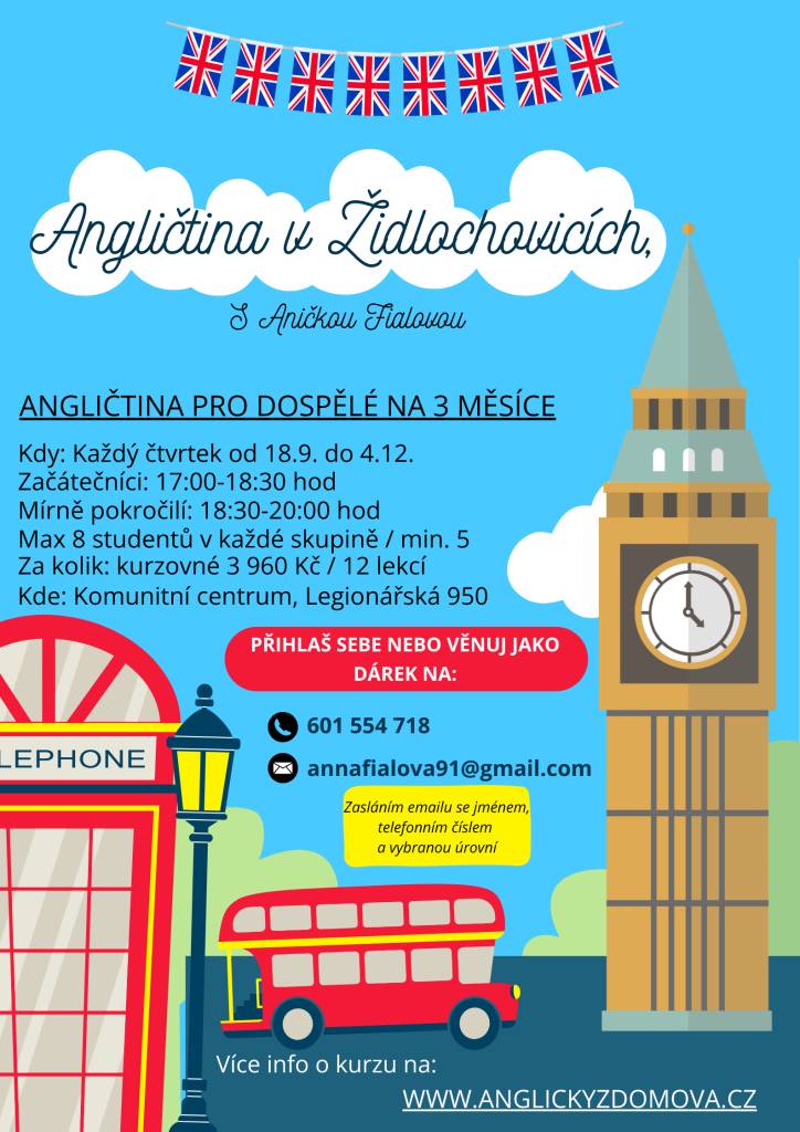 Kurz výuky anglického jazyka v Židlochovicích