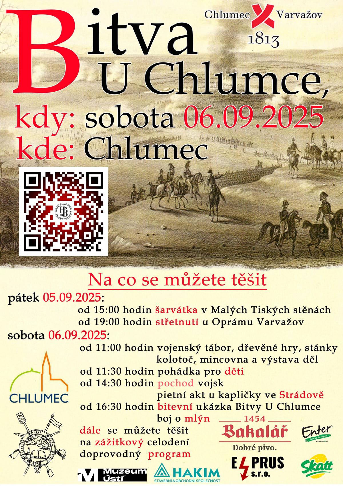 Tradiční šarvátka v Malých Tiských stěnách – pátek 5. září 2025 od 15:00. Součást programu Bitvy u Chlumce 1813 – přijďte zažít historii naživo!