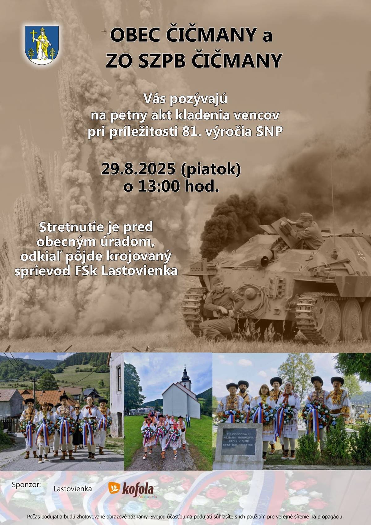 Pozývame Vás v piatok 29.8. 2025 na pietny akt kladenia vencov o 13:00 hod. Stretneme sa pred Obecným úradom.