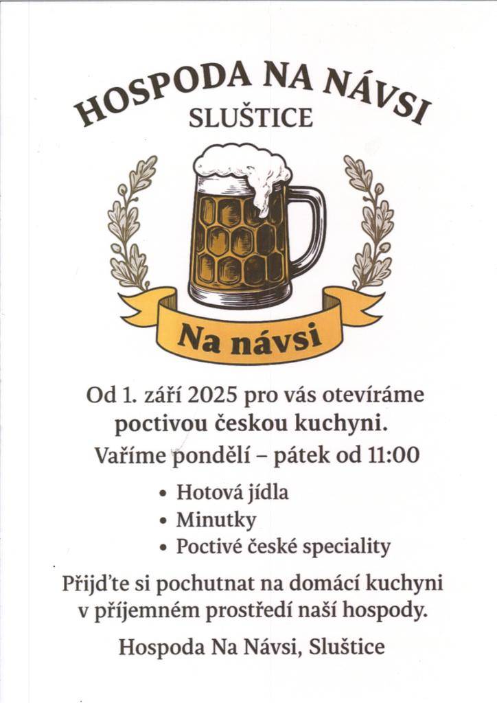 od 1. září 2025 obědy a hotová jídla v pondělí až pátek od 11:00hodi