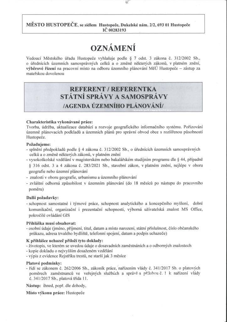 NABÍDKA ZAMĚSTNÁNÍ