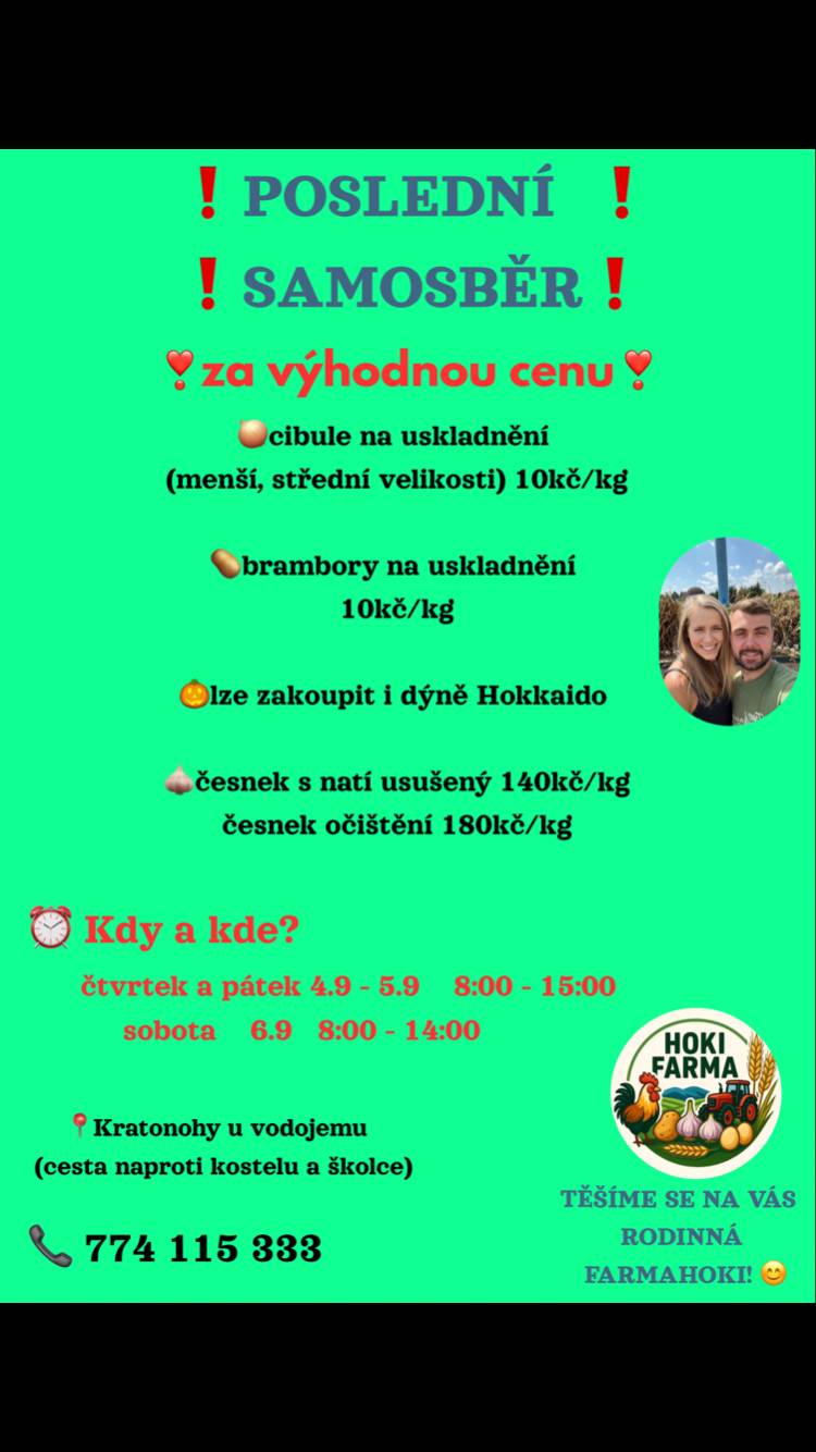 Samosběr bude probíhat od 4.-6.9. 2025