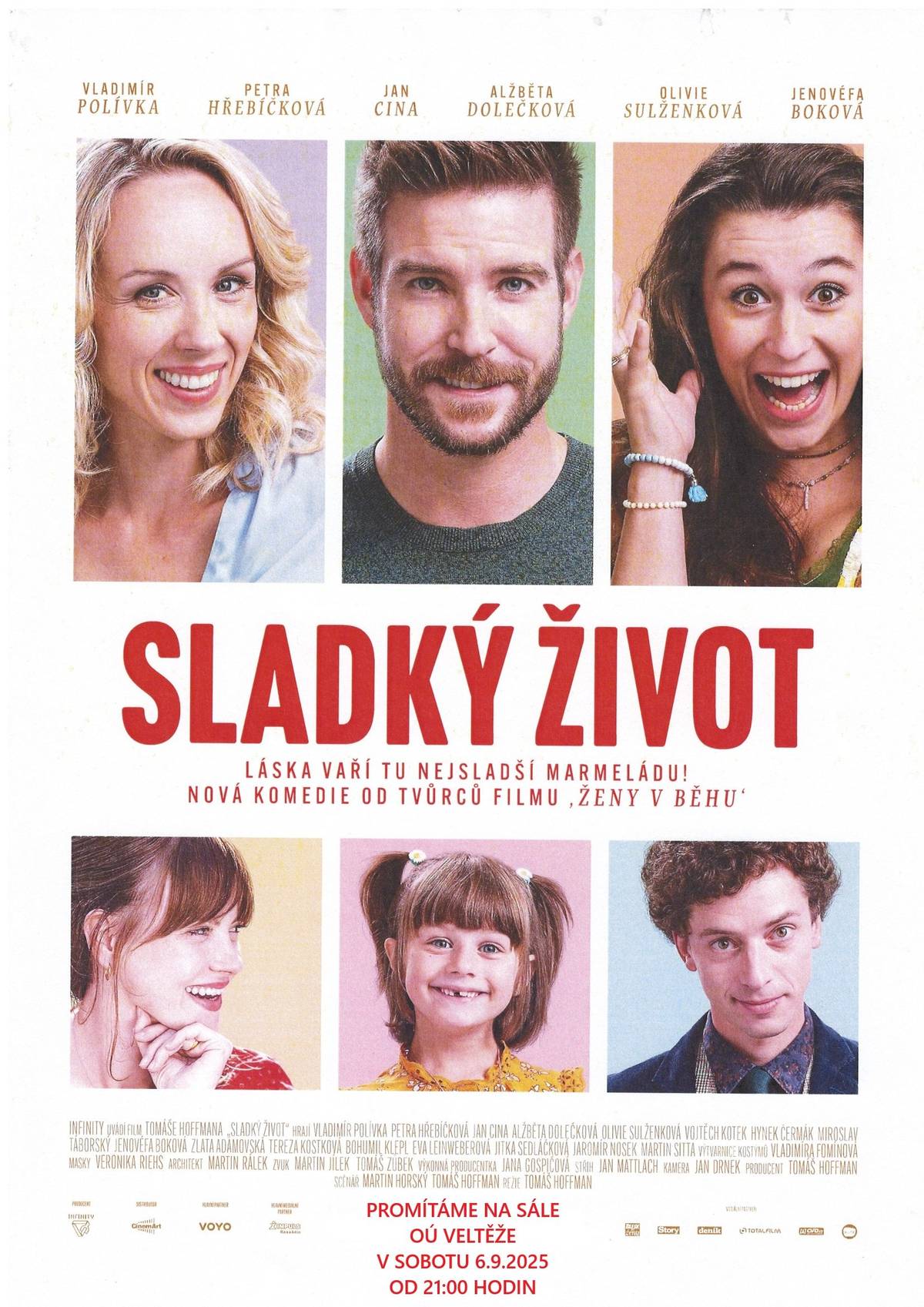 Knihovna Veltěže ve spolupráci s Městskou knihovnou Louny vás zve na večerní promítání  české komedie Sladký život, které se uskuteční v sobotu 6. září 2025 od 21:00 hodin v sále Obecního úřadu. Vstup zdarma Vhodné pro dospělé i starší děti Přijďte si užít pohodový filmový večer plný humoru, emocí a inspirace. Těšíme se na vás!