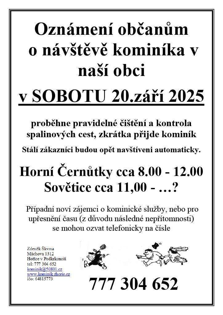 pravidelná návštěva kominíčka