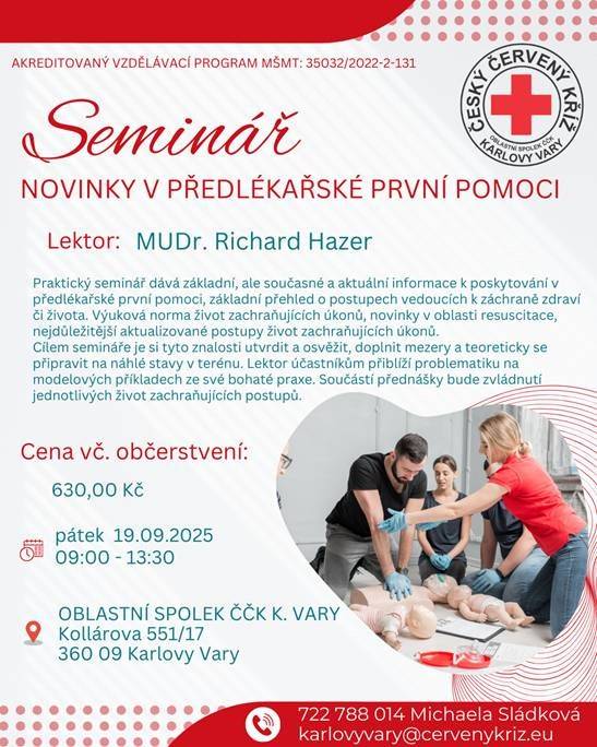 Pozvánka na kurz - Novinky v předlékařské první pomoci