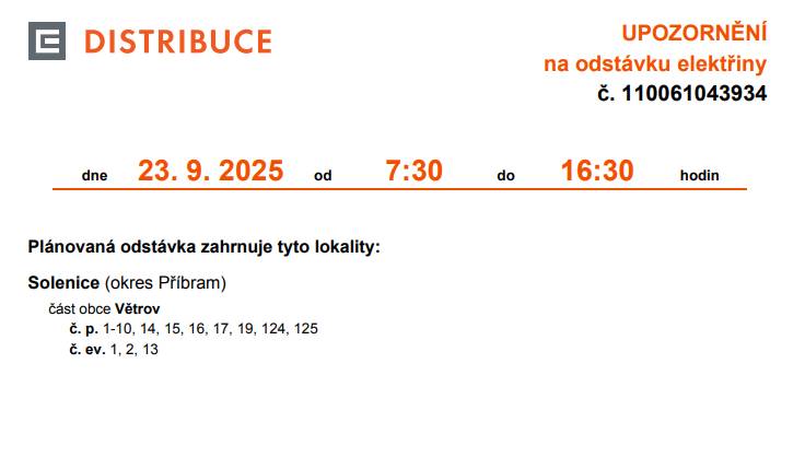 Dne 23. 9. 2025 od 7:30 do 16:30.