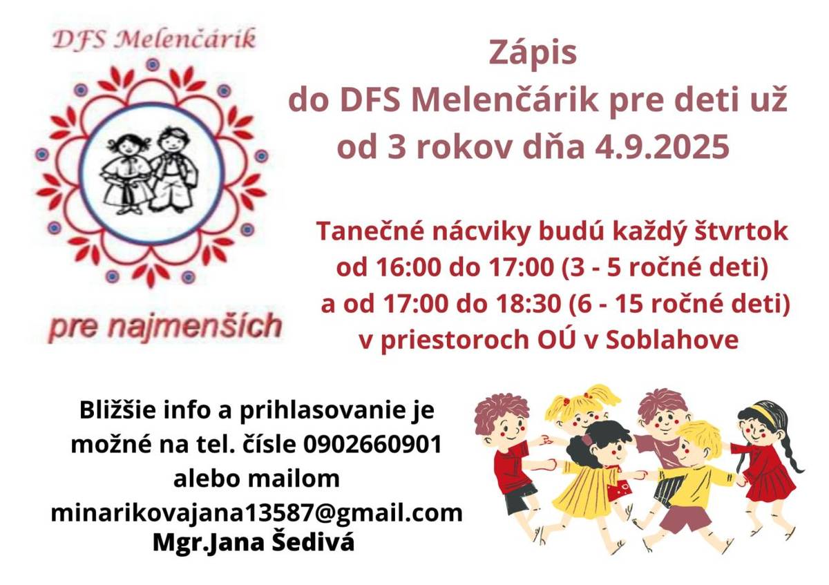 Zápis do DFS Melenčárik dňa 4.9.2025