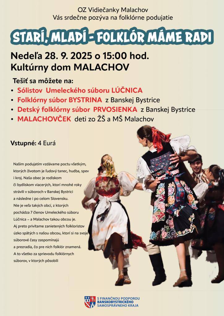 Starí mladí - folklór máme radi - 28.09.2025 (nedeľa) KD Malachov