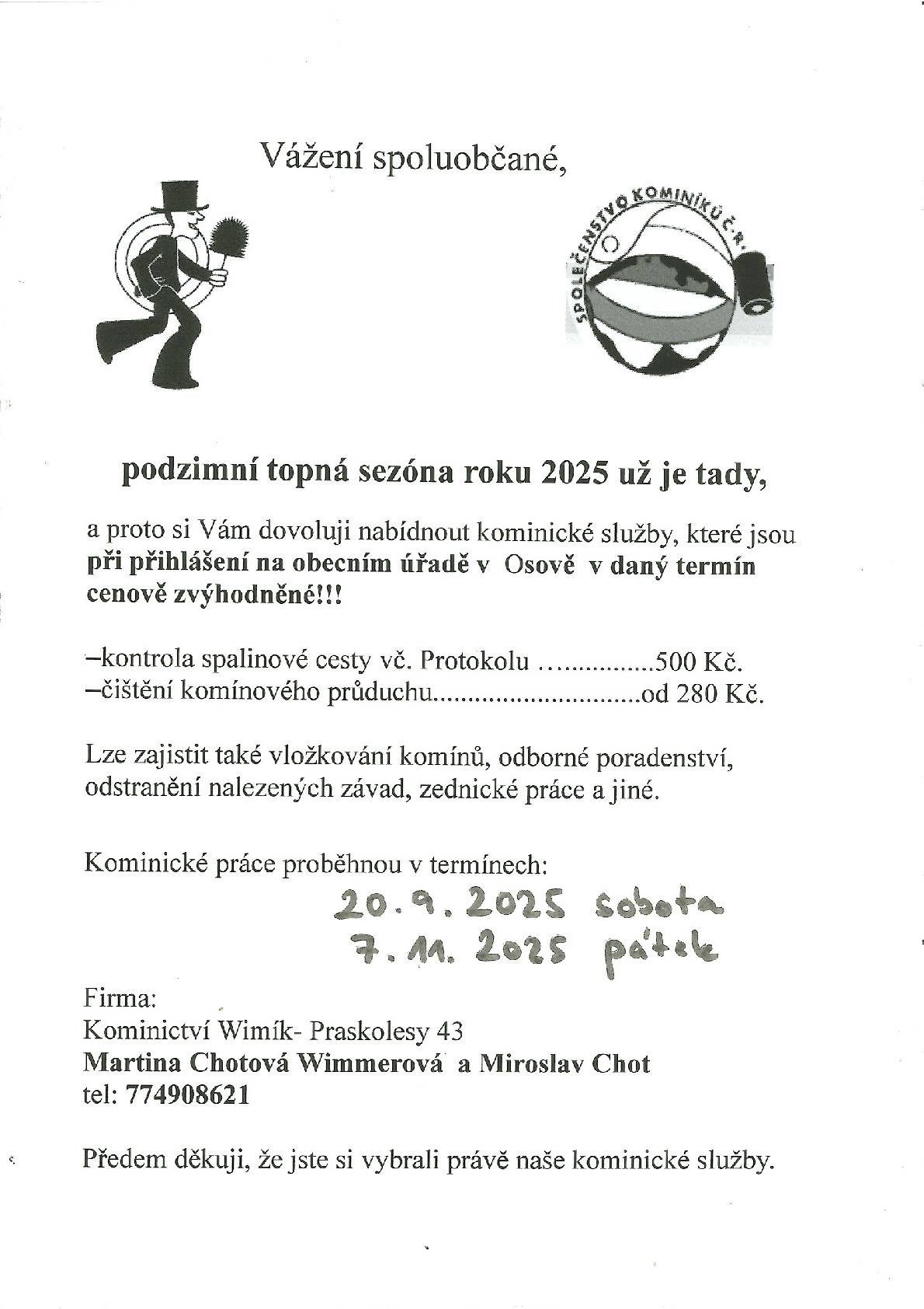 Nabídka kominických služeb