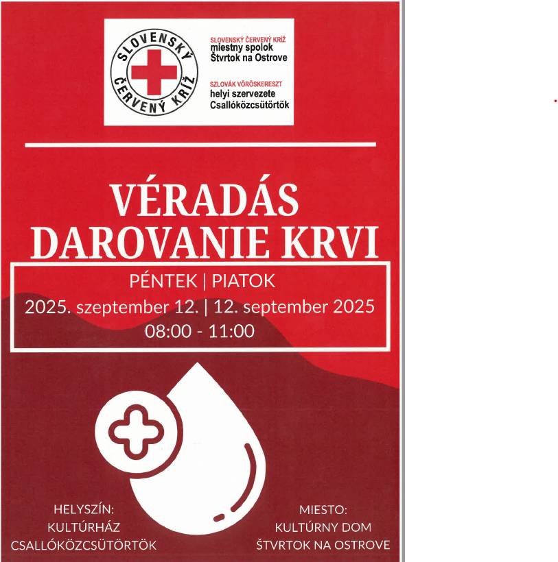 Pozvánka - Darovanie krvi - 12.09.2025
