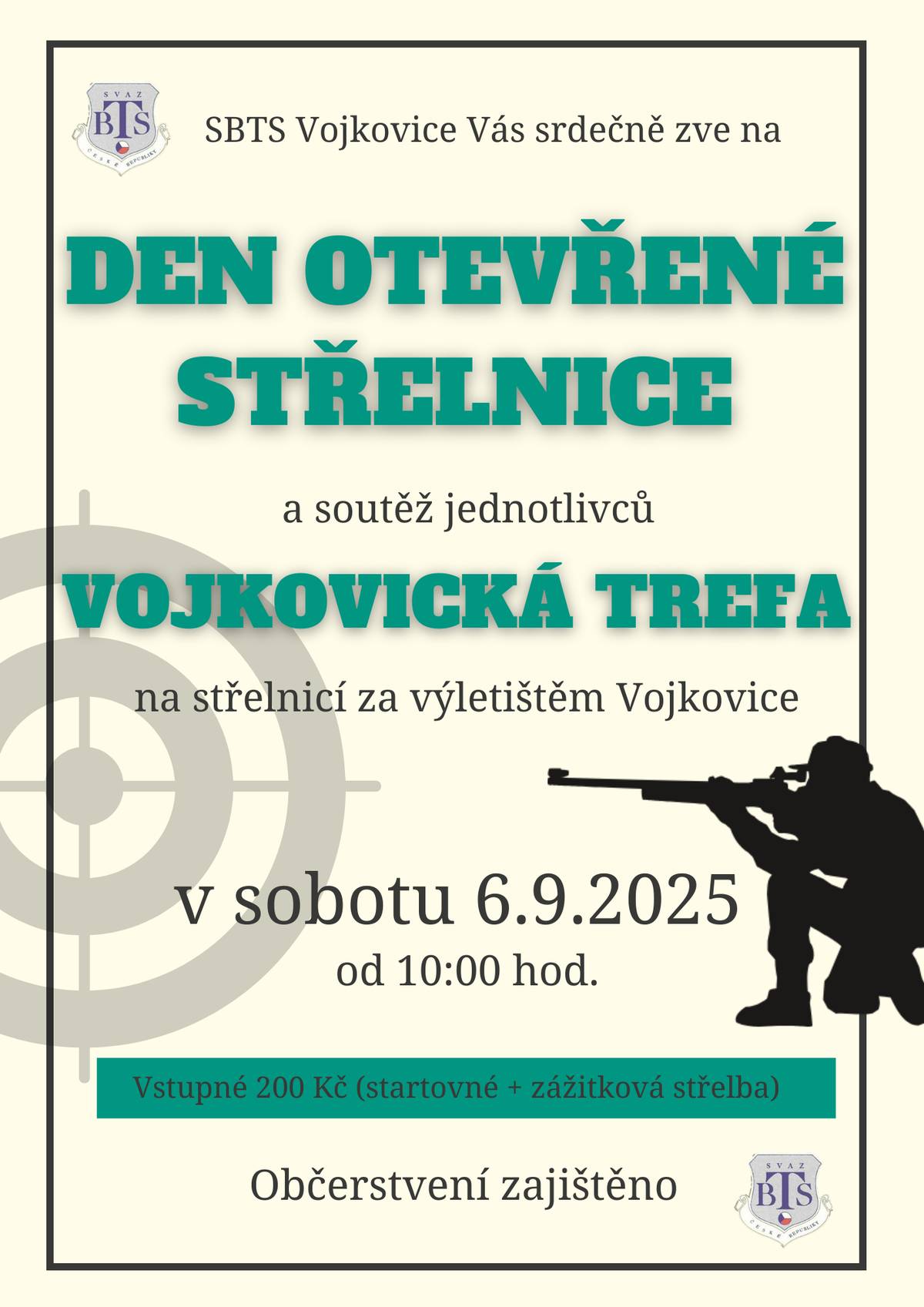 👉 Den otevřené střelnice – Vojkovická trefa (od 10:00, střelnice za výletištěm Vojkovice) 🎯 Soutěž jednotlivců 💥 Zážitková střelba 🍻 Občerstvení zajištěno 💸 Vstupné 200 Kč (startovné + střelba) 👉 Dobratický selský den (od 11:00, volnočasový areál na hřišti v Dobraticích)  ✨ Ať už vás láká vůně venkova nebo adrenalin na střelnici, vyberete si! Kdo bude stíhat, může klidně zvládnout obojí 😉