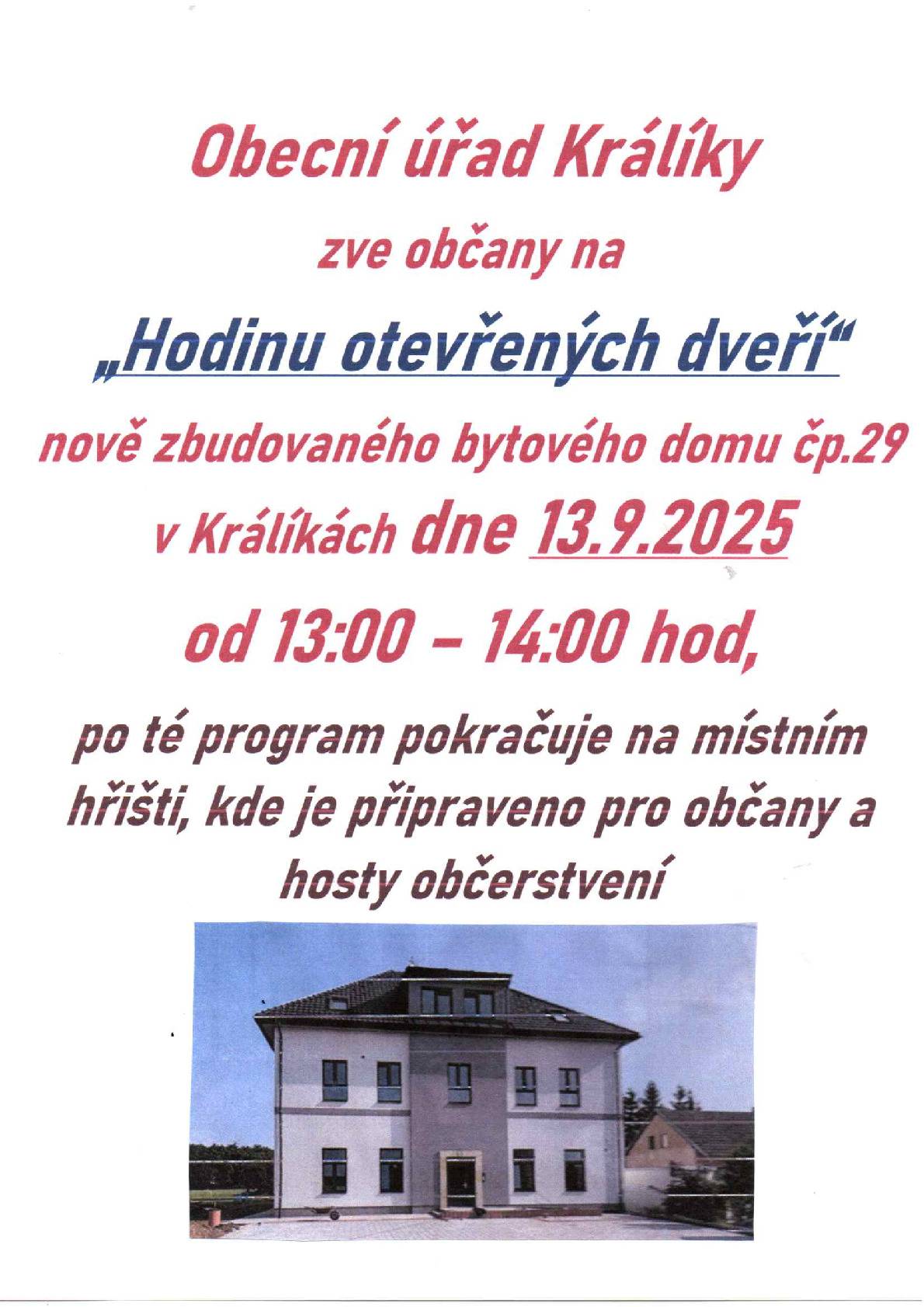 Hodina otevřených dveří BD čp.29 Králíky