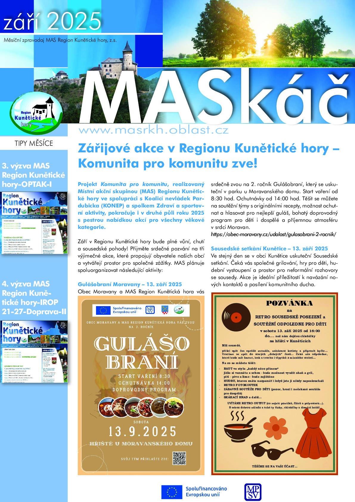 MASkáč - zářijové akce v Regionu Kunětické hory viz. příloha.