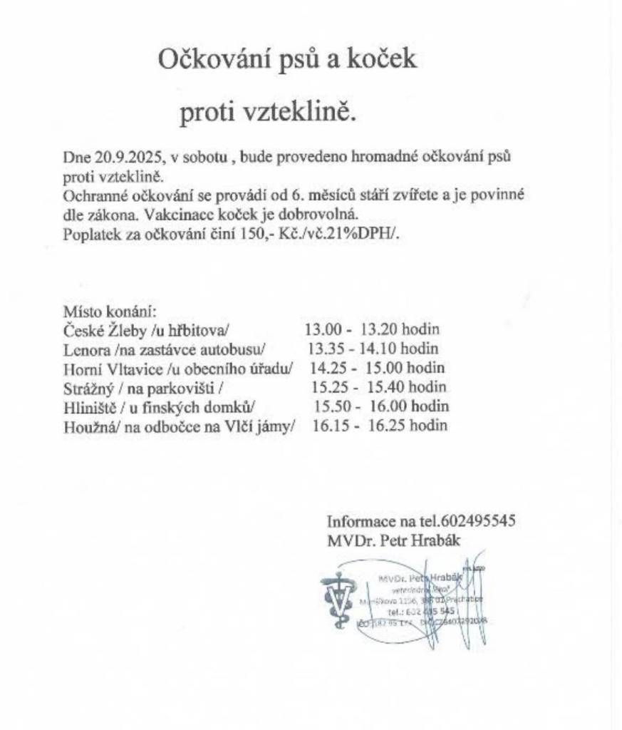 Dne 20.9.2025 - České Žleby /u hřbitova/ 13:00h - 13:20h