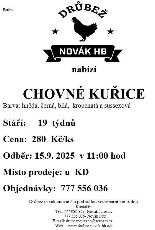 Komerční sdělení pro chovatele: