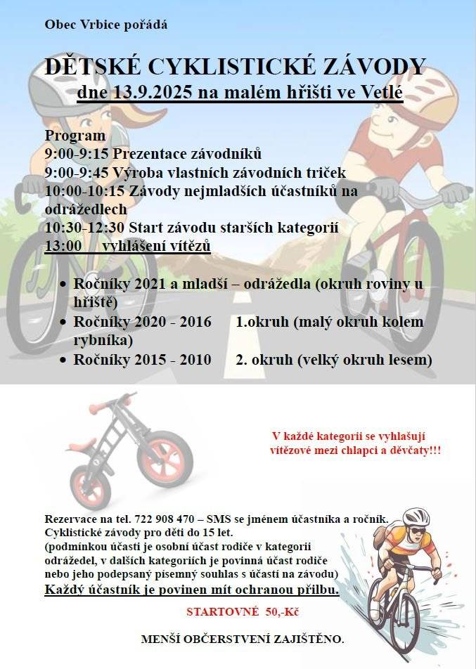 Cyklistické závody pro děti -Vetlá