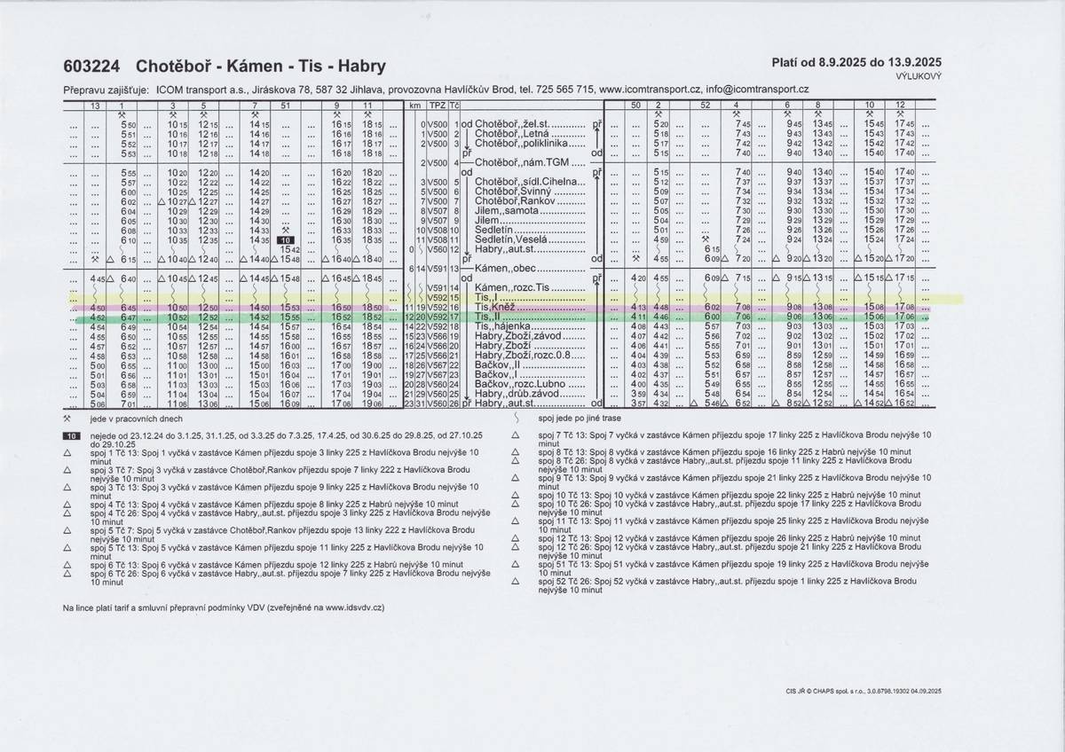 Nebude obsluhována autobusová zastávka Tis 1