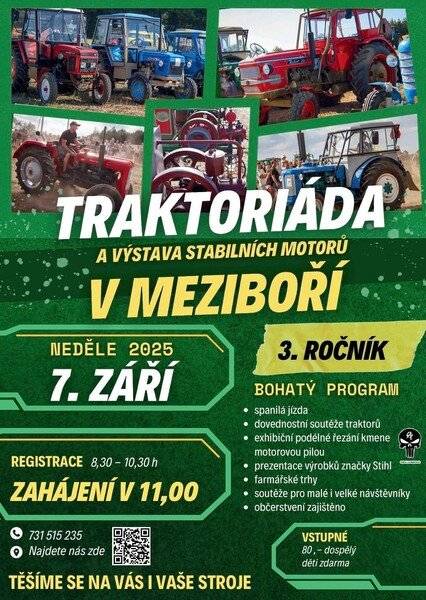Bohatý program:  Spanilá jízda Dovednostní soutěže traktorů Exhibiční podélné řezání kamene motorovou pilou Prezentace výrobků značky Stihl Farmářské trhy Soutěže pro malé i velké návštěvníky Občerstvení zajištěno  Více na: https://www.facebook.com/events/1020071443581573