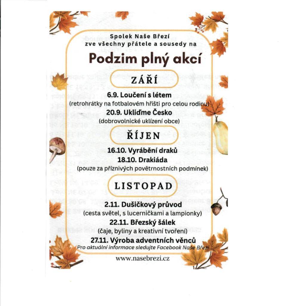 Přehled akcí pořádaných na podzim