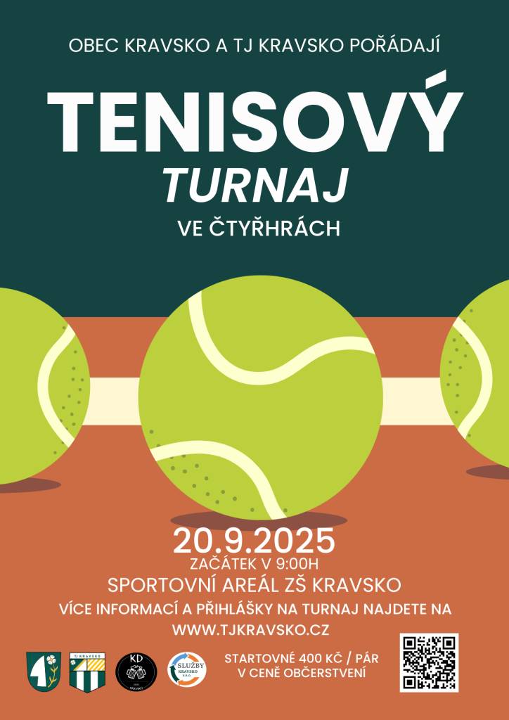 Více informací a přihlášky na turnaj najdete na:   https://www.tjkravsko.cz/tenis/