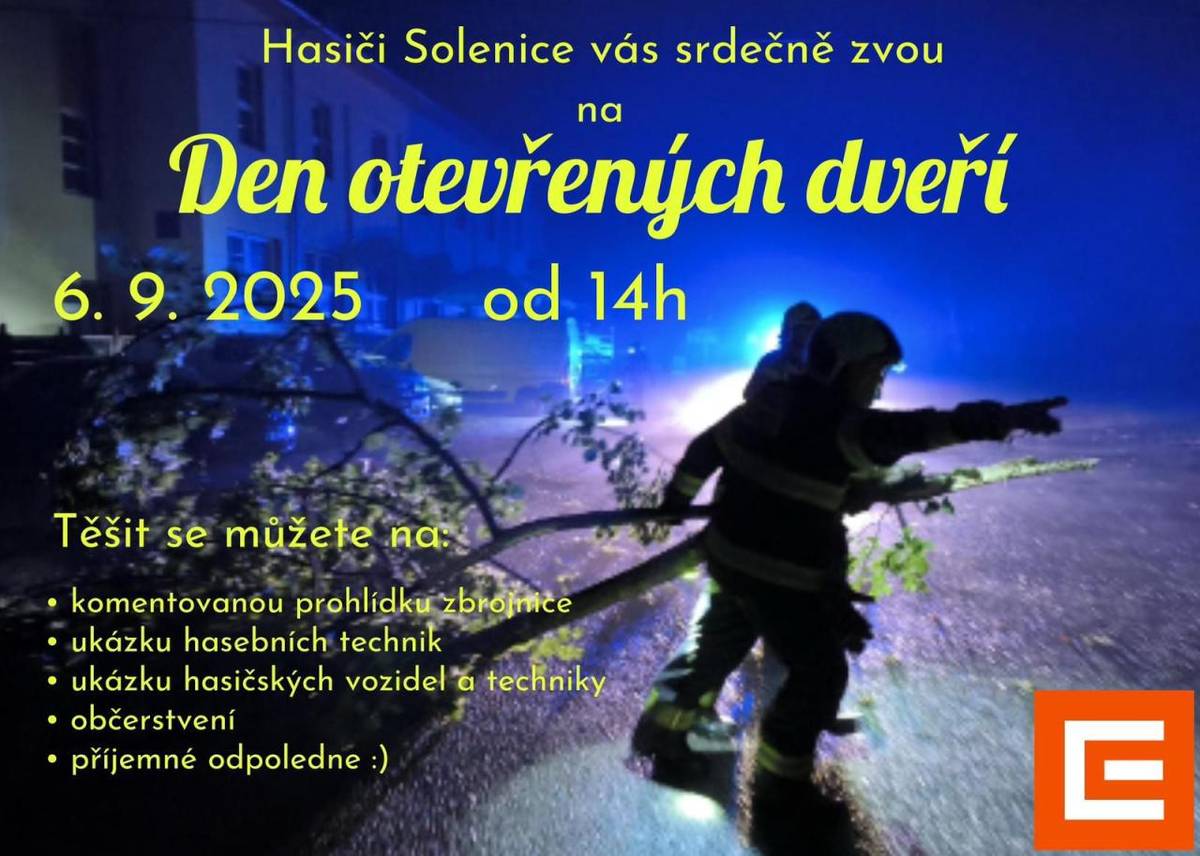Připomínáme, že se zítra v sobotu 6. 9. 2025 koná Den otevřených dveří v hasičské zbrojnici.