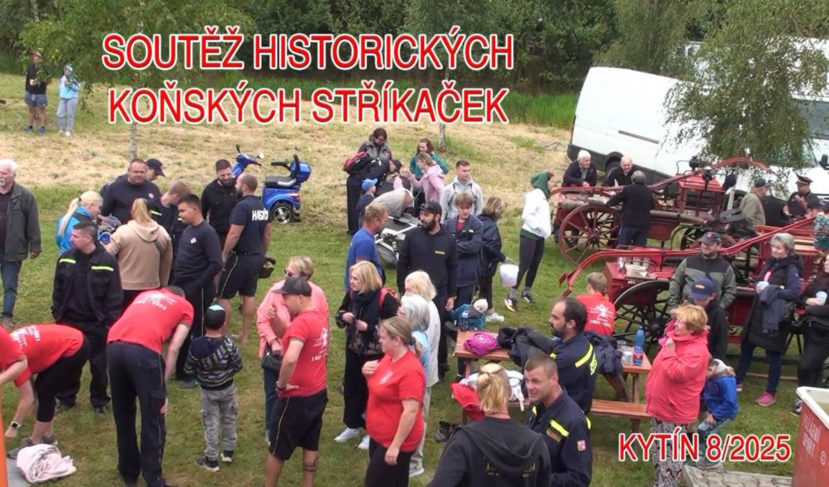 Video ze soutěže historických koňských stříkaček, která se uskutečnila  23.8.2025 v Kytíně.