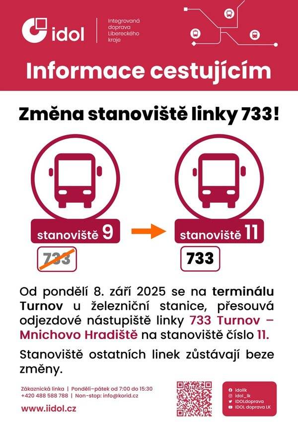 Od 15.9.2025 do 15.11.2025 bude probíhat oprava silnice číslo III/2797 v úseku mezi Husou a Doubím.  Stavební práce budou probíhat vždy od 7:15 hod. za úplné uzavírky tohoto úseku silnice. Autobusy veřejné dopravy na linkách 362, 366, 733 budou jezdit podle výlukových jízdních řádů - viz níže. Spoje linky 362 budou od 7:15 hod. vedeny přes Lažany a nebudou tak obsluhovat zastávku Přepeře,Nad potůčkem. Spoje linky 733 budou od 7:15 hod. objíždět uzavírku přes Paceřice. Zastávky Čtveřín,Doubí,Jednota a Čtveřín,Doubí,žel.zast. budou v této době bez obsluhy. Více info: https://www.iidol.cz/jizdni-rady/zmeny-provozu/?changeId=466