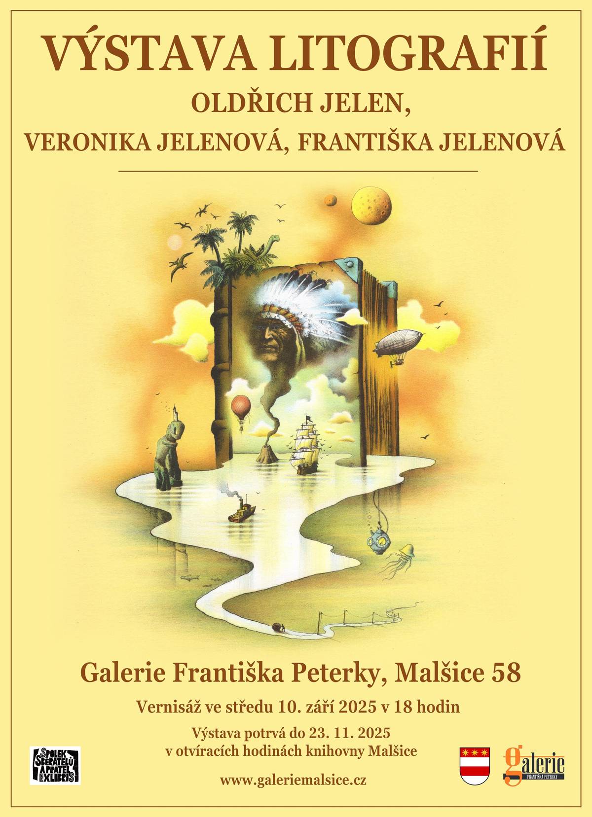 Ve středu 10. 9. 2025 se v Galerii Františka Peterky od 18 hodin koná vernisáž výstavy manželů Oldřicha a Veroniky Jelenových a jejich dcery Františky. Bude promítnut i krátký film, v němž nás seznámí, jak tvoří svoje díla. Vernisáž hudebně doprovodí Pěvecký Spolek HLAHOL z Tábora.