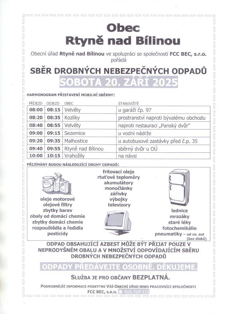 sobota 20.září 2025  Harmonogram dle přílohy