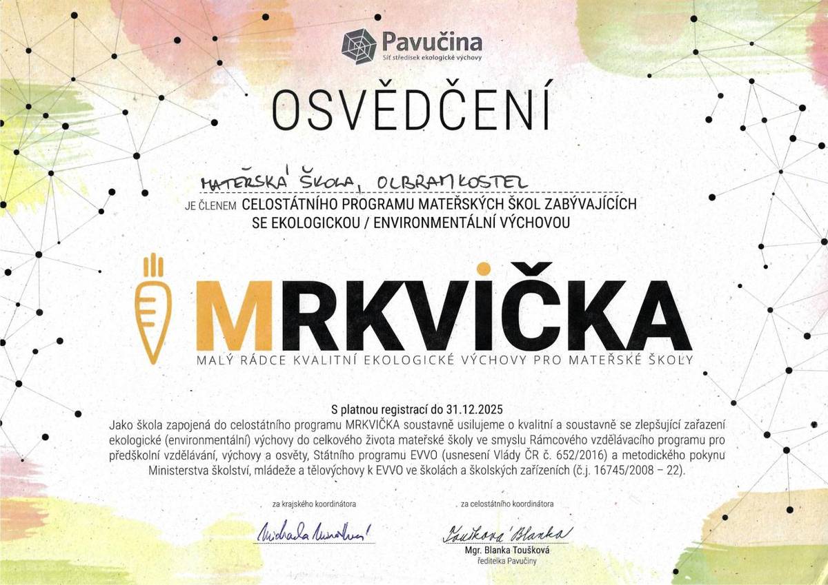 Ve školním roce 2025/2026 jsem se zapojili do programu MRKVIČKA.