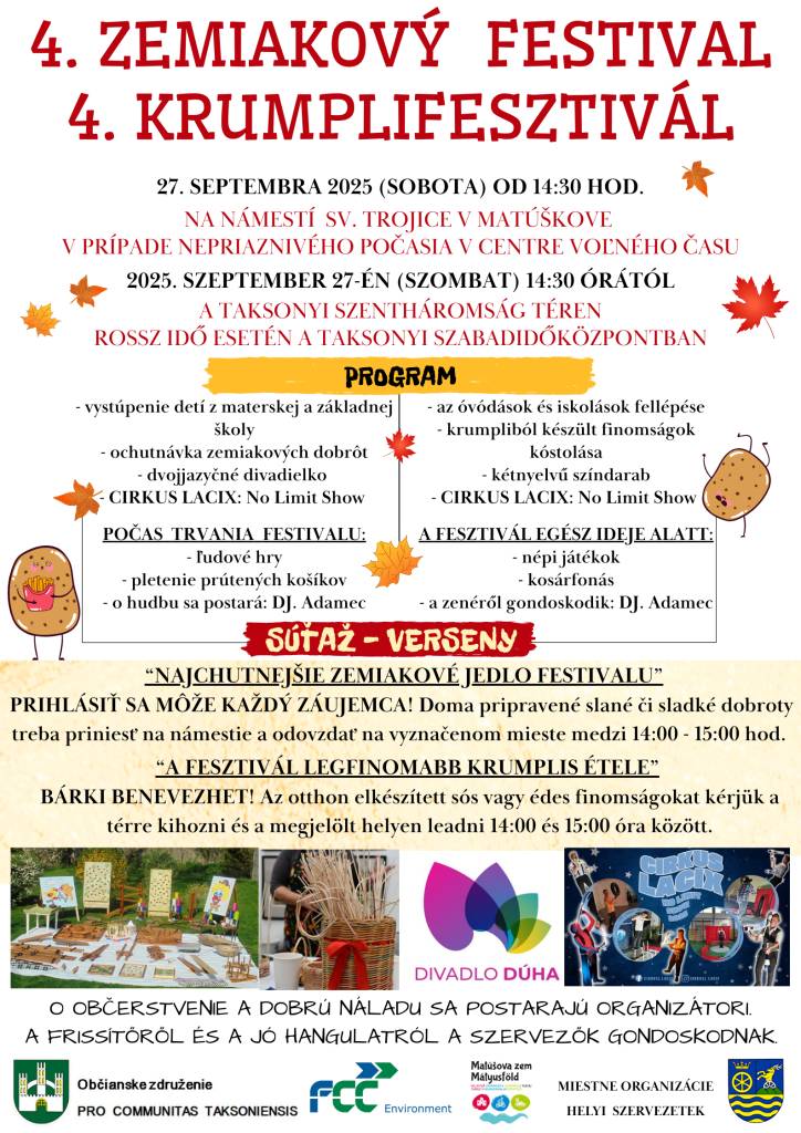 4. Zemiakový festival - 27. septembra 2025 - 4. Krumplifesztivál
