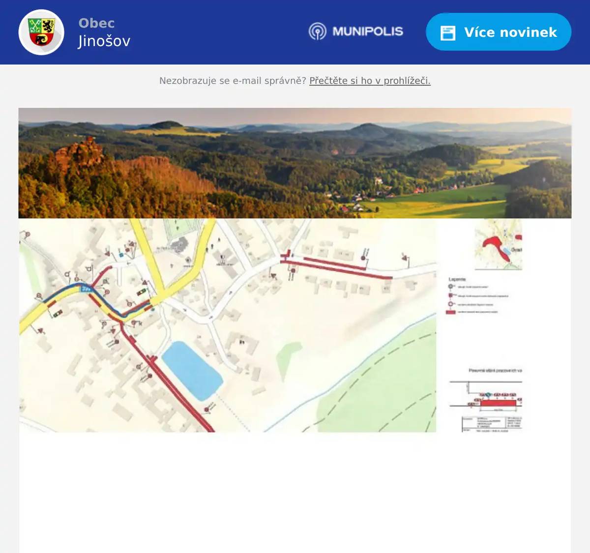 Od zítřka 9.9.2025 dojde vzhledem výkopovým pracím firmy EGD na kabelizaci el. sítě k omezení provozu na silnici 399 od hospody k č.p.45, provoz bude řízen semafory. Dojde i omezení pohybu chodců po chodníku podél silnice, dle domluvy s realizační firmou bude v tomto úseku vymezen provizorní průchod pro chodce. Prosíme všechny o zvýšenou opatrnost.