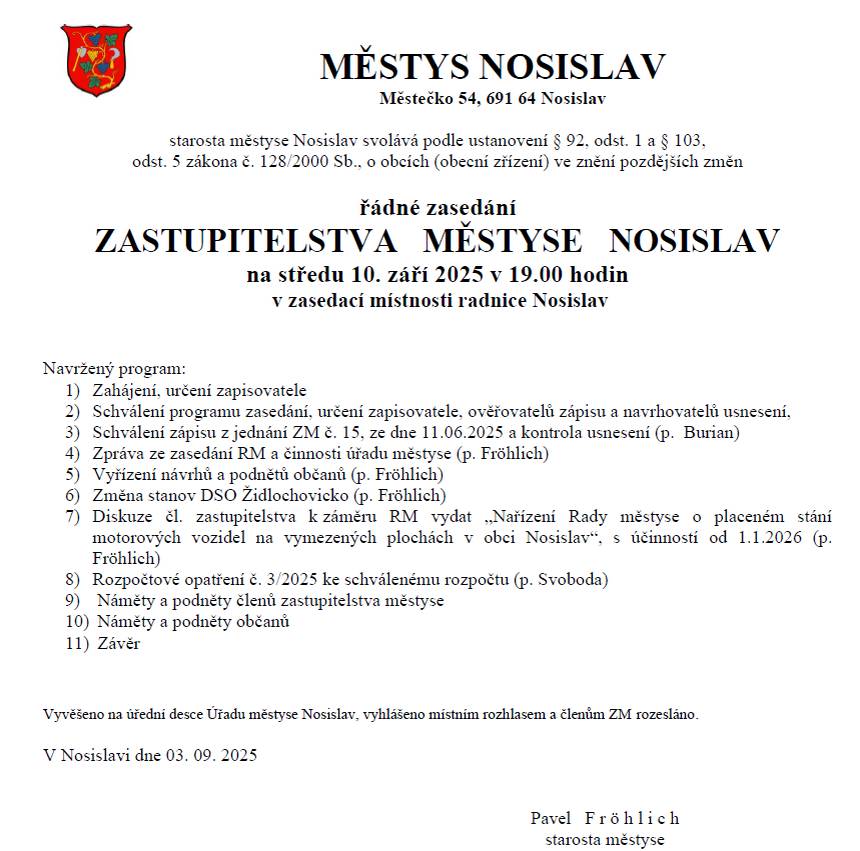 Pozvánka do ZM 10.9.2025