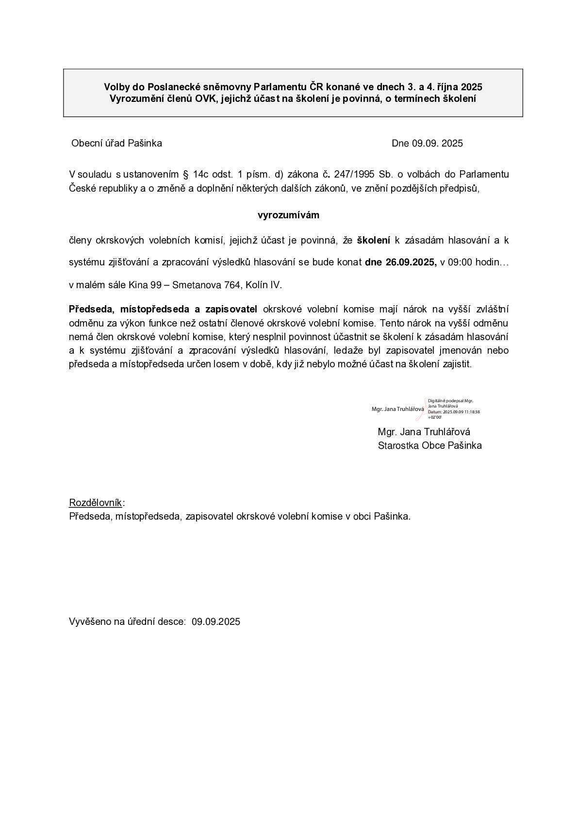 Informce pro předsedu, místopředsedu a zapisovatele OVK