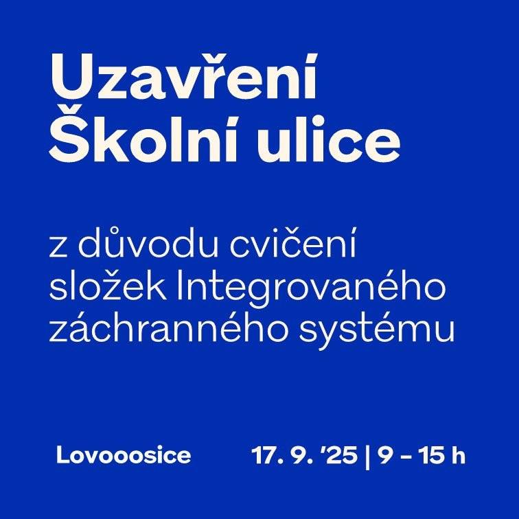 Ve středu 17. září 2025 od 9 do 15 hodin proběhne v ulici Školní v ordinaci Chirlovosice s.r.o. MUDr. Jaroslava Halamky takticko-metodické cvičení složek Integrovaného záchranného systému se zaměřením na zásah při podezření na vysoce nakažlivou nemoc (například ebolu).     Co je důležité vědět: • Ulice Školní bude v době cvičení uzavřena. • Prosíme řidiče o respektování dopravního značení zákazu stání v ulici. • Průjezd kolem škol zůstává umožněn (ul. 28. října, Sady pionýrů) • Ke svému lékaři v ulici Školní se dostanete pěšky i sanitou po domluvě s přítomnými strážníky Policie ČR. • Obyvatelé domů v ulici Školní budou po domluvě s hlídkou Policie ČR samozřejmě vpuštěni domů. Nebude umožněno ale zaparkovat vozidlo v ulici. • Vývoz popelnic proběhne ve středu ráno v čase 6:00–8:00, ještě před začátkem cvičení a ranní dopravní špičce. • Na místě budou zasahovat všechny složky IZS – policie, hasiči i zdravotnická záchranná služba.   Policie ČR bude všechny osoby pohybující se v ulici Školní v den cvičení legitimovat. Jde o součást výcviku – v reálné situaci by bylo nutné mít evidenci všech osob, které se v zóně pohybovaly, kvůli případnému riziku nákazy.     Prosíme občany, aby se v ulici Školní pohybovali jen v nezbytných případech a nepřicházeli se dívat na průběh cvičení. Jedná se o odborný výcvik, kde je potřeba soustředění a klid.     Děkujeme za pochopení a ohleduplnost.