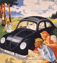 Výřez z předválečné propagační tiskoviny, nabádající německé obyvatelstvo, aby spořilo pravidelnými splátkami na nový KdF. Válka ovšem vše zhatila…