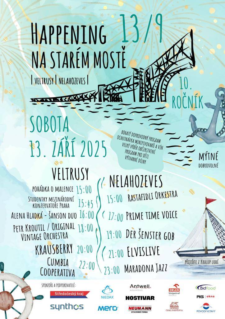 Vážení občané, město Veltrusy Vás srdečně zve na 10. ročník  "Hapeningu na starém mostě".  Více v příloze.