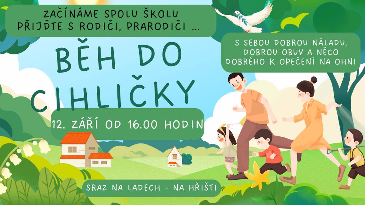 Tradiční zábavný běh do Cihličky na Ladech se bude konat v pátek 12. 9. 2024 od 16:00.