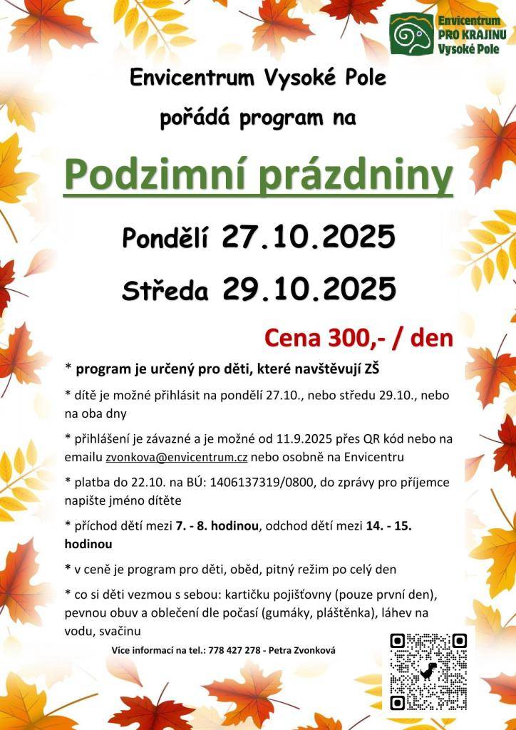 Envicentrum zve děti na Podzimní prázdniny plné her, poznávání a dobrodružství v přírodě.