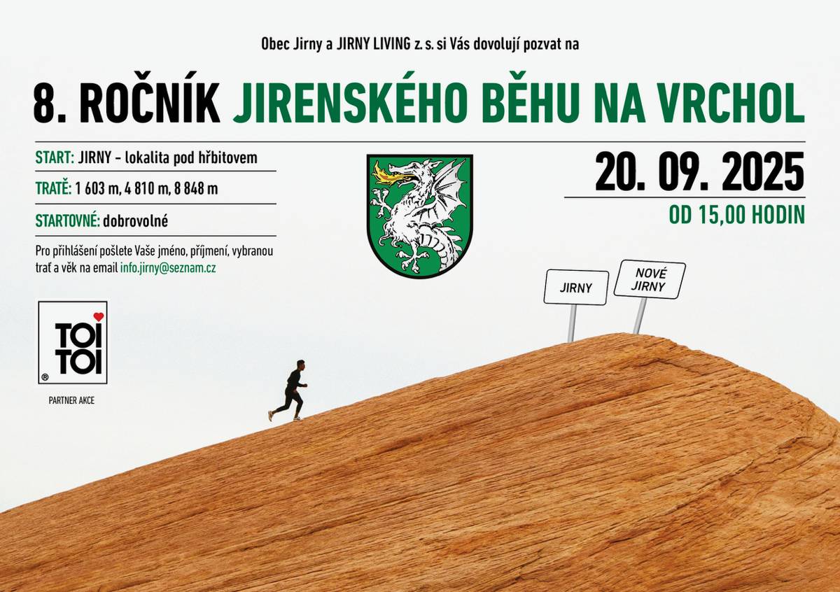 20.9.2025 se koná 8. ROČNÍK JIRENSKÉHO BĚHU NA VRCHOL