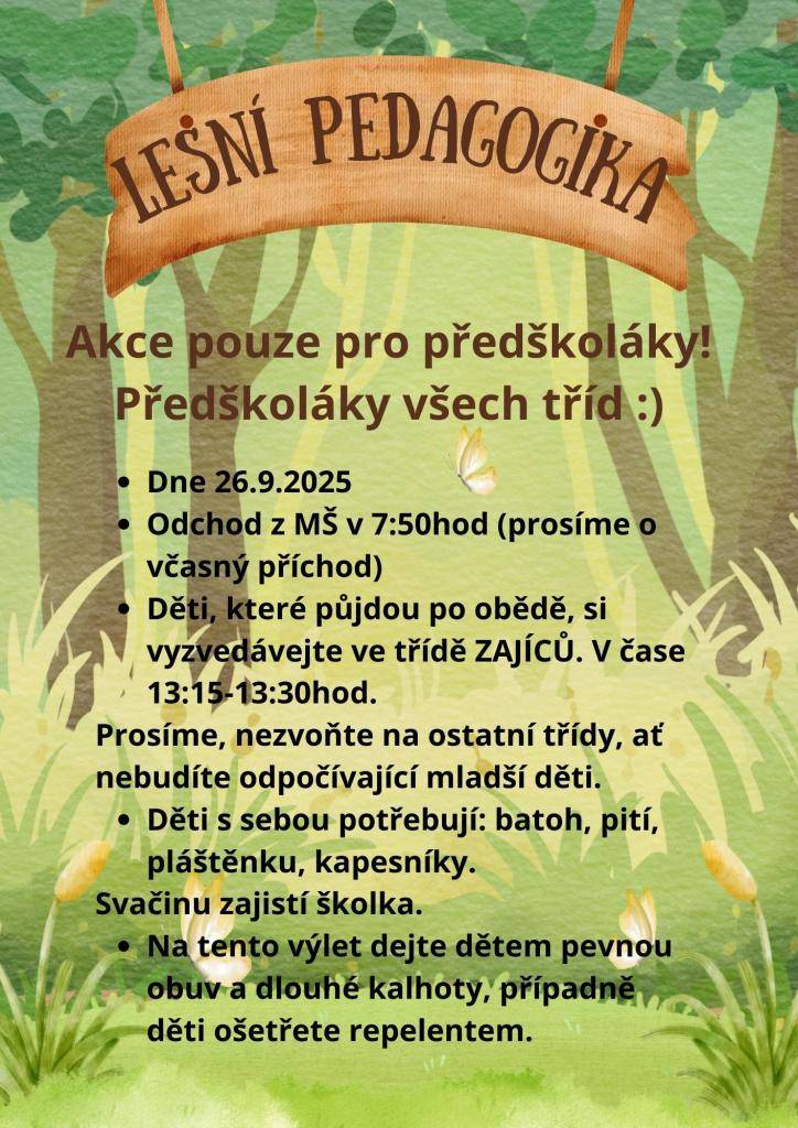 akce POUZE PRO PŘEDŠKOLÁKY: lesní peagogika
