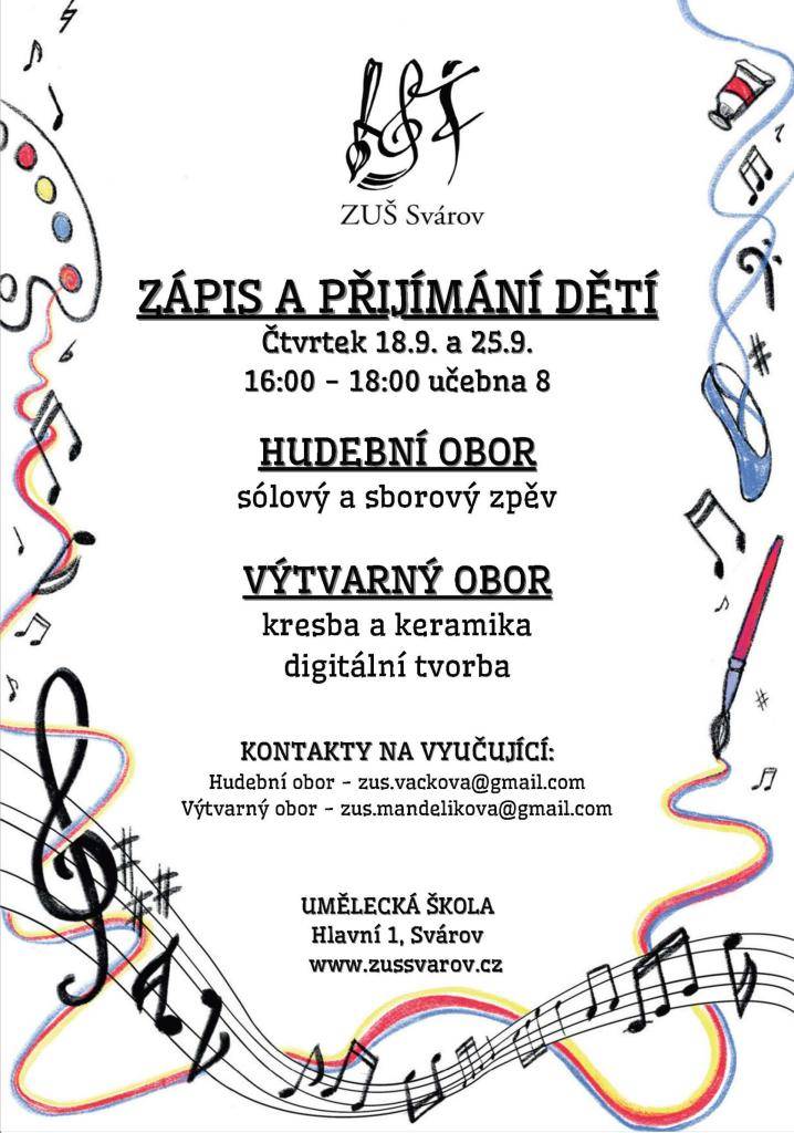 Zápis a přijímání dětí do ZUŠ Svárov