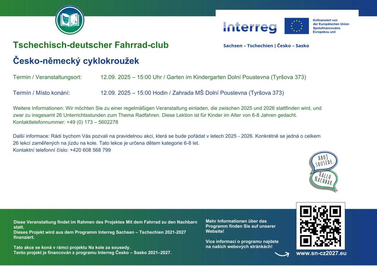 Dne 12.9. se uskuteční další lekce cyklokroužku. Sraz je v zahradě mateřské školy v 15:00. Všichni jste srdečně zváni!