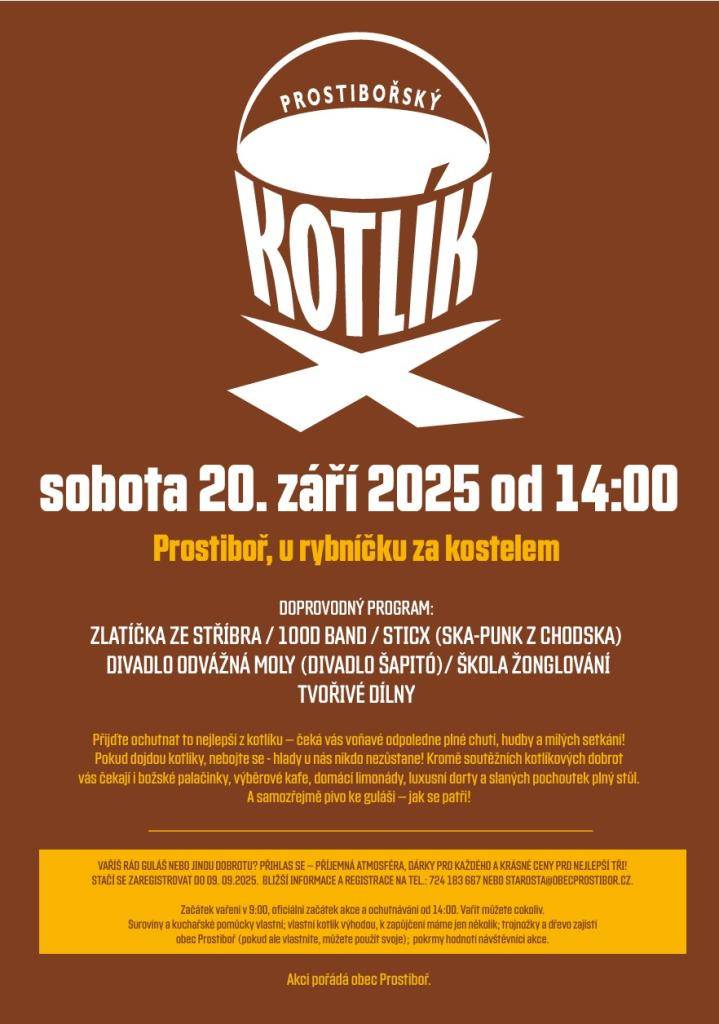 Letos jsme se rozhodli, že kromě hlasování návštěvníků bude o vítězi Prostibořského kotlíku rozhodovat i 7členná porota, která bude pokrmy hodnotit anonymně. Každý porotcovský hlas se počítá jako pět návštěvnických, takže soutěž bude férovější a výsledky vyváženější.