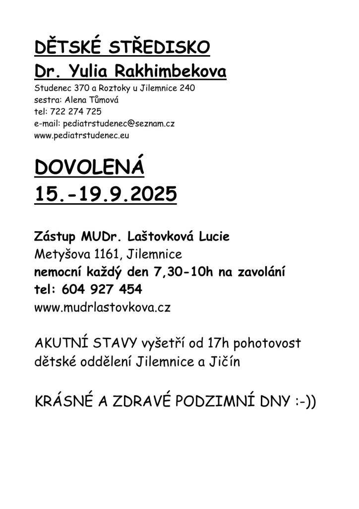 informace o dovolené