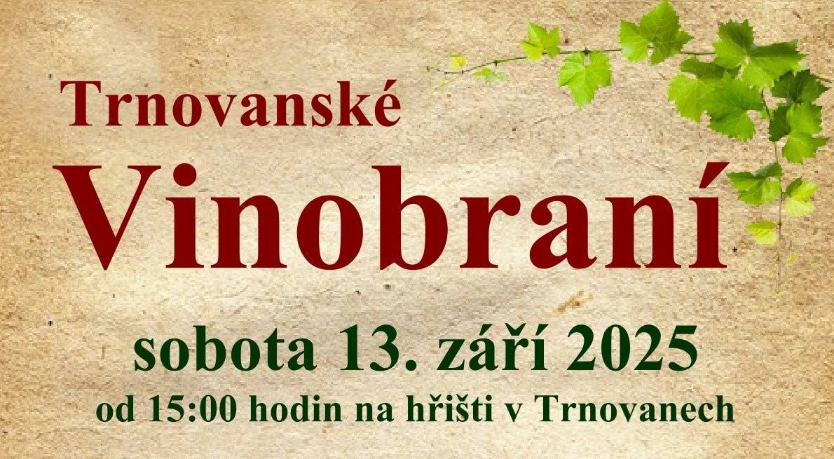 Již tuto sobotu vás srdečně zveme na třetí ročník Trnovanského Vinobraní. Můžete se těšit na ochutnávku vín i burčáku, zajištěno je i něco k zakousnutí a pro ty nejmenší zábavné atrakce. Tak neváhejte a přijďte si to s námi užít.