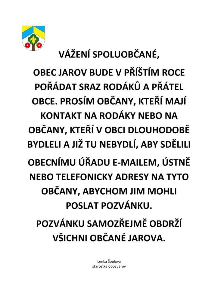 Žádost o zaslání kontaktů