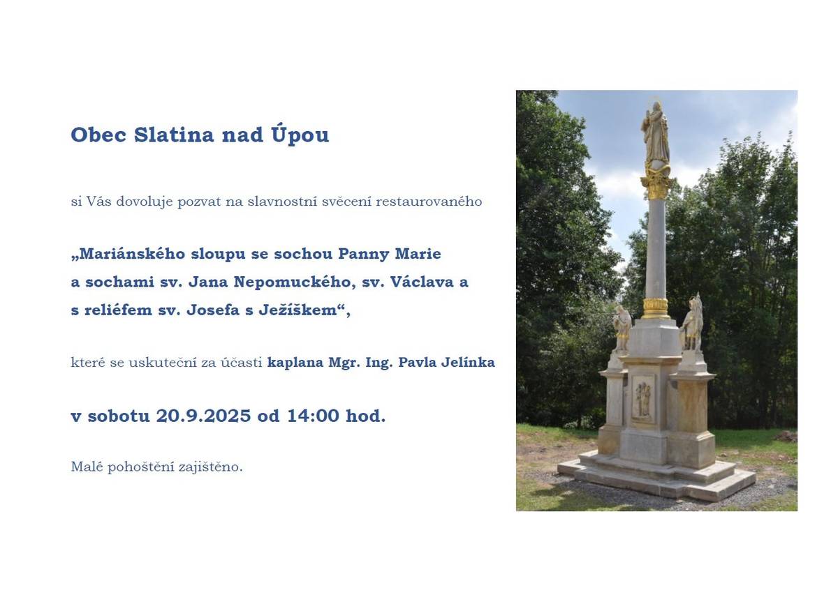 v sobotu 20.9.2025 od 14:00 hod - malé pohoštění zajištěno