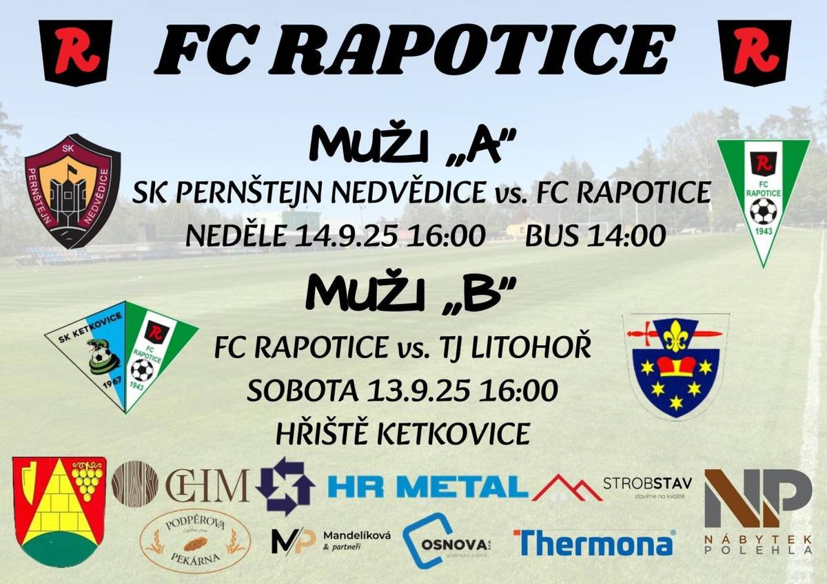 FC Rapotice z.s. - pozvánka na víkendové utkání