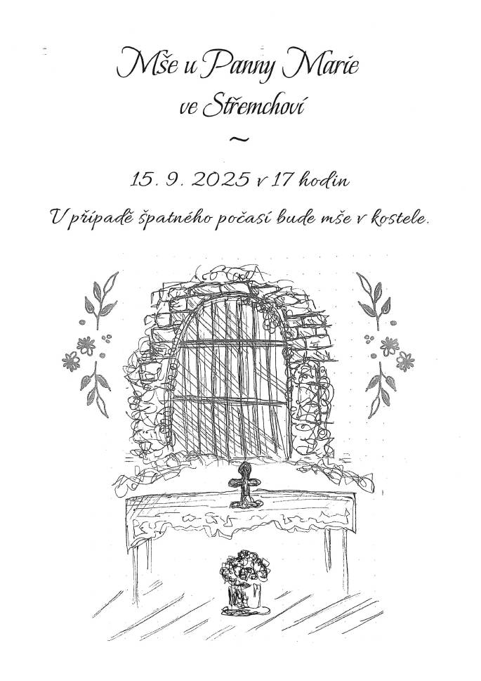 V pondělí 15. září v 17 hod. proběhne mše svatá u kapličky v Lhotech.